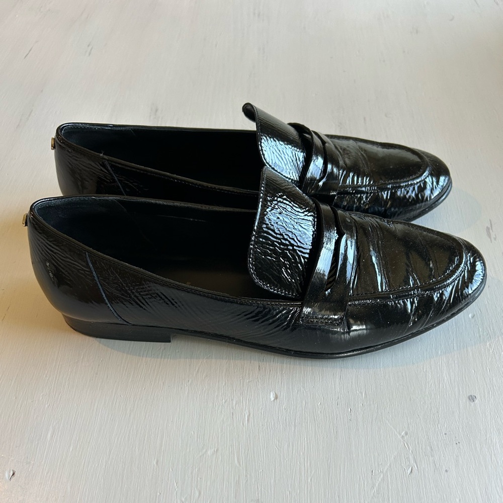 Kate Spade Genevieve Crinkle Patent Leather Black Penny Loafer - Picture 4 of 7